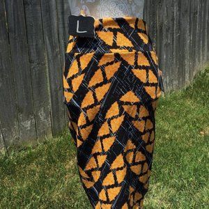 BNWT Yellow Black 80s 90s Geometric Pencil Skirt Lularoe Cassie L 14-16